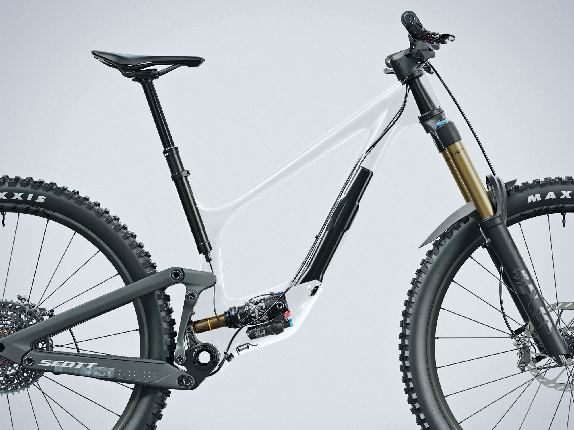 Scott Ransom 170mm 6-bar carbon freeride enduro mountain bike, X-ray view